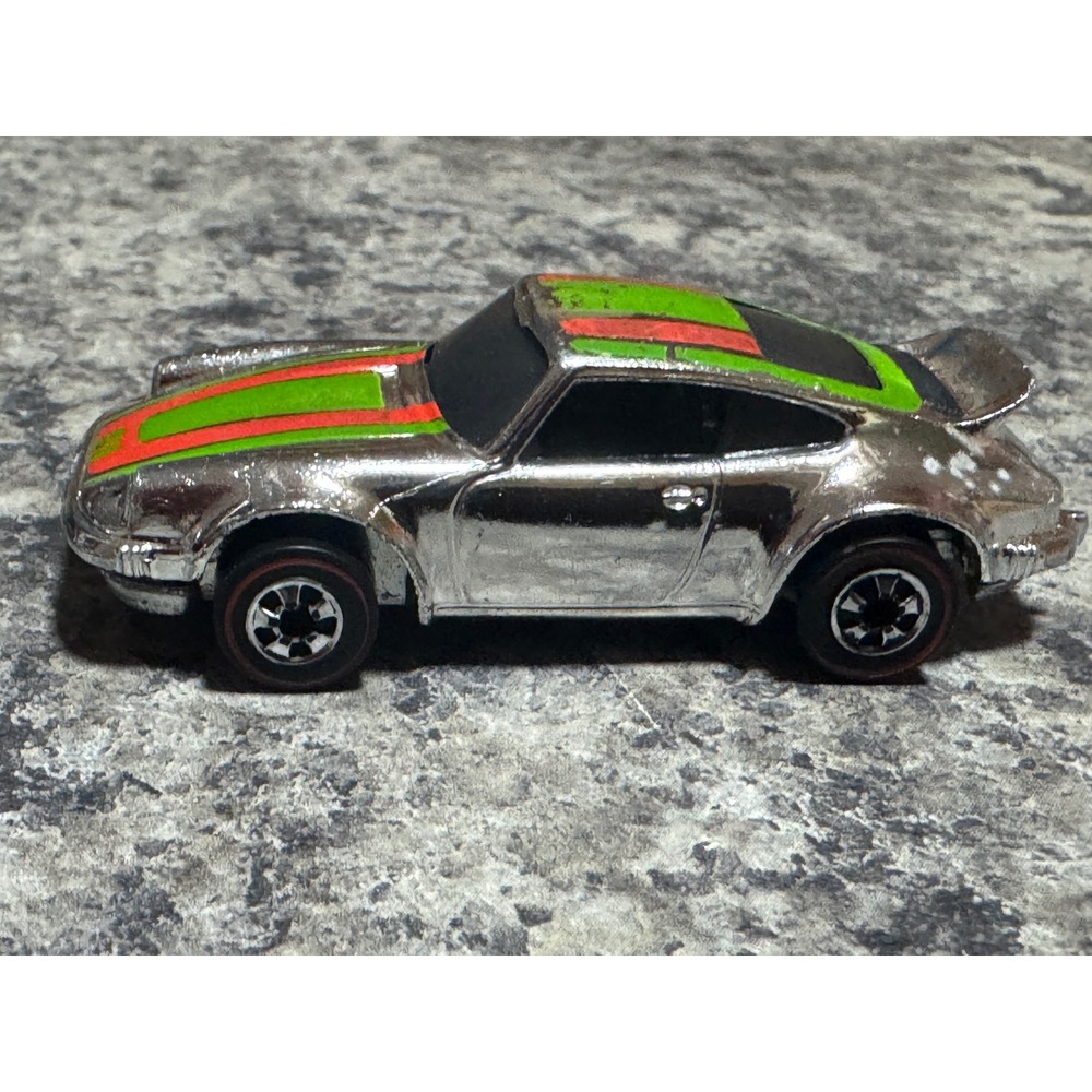 Vintage 1974 Hot Wheels P-911 Porsche Chrome Redline Racing Stripes Mattel